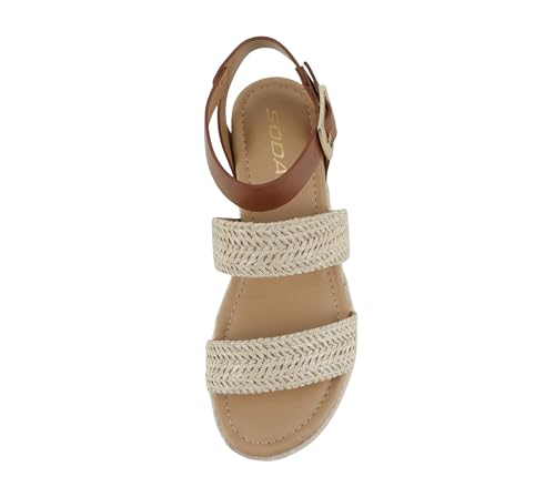 Image of Soda Top Shoe Bryce Open Toe Buckle Ankle Strap Espadrilles Flatform Wedge Casual Sanda