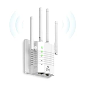 1200Mbps Dual – Band WiFi Extender Signal Booster, WiFi Extender with 4 Antennas, WiFi Booster Covers Up to 12880 Sq.ft & 105 Devices, WiFi Repeater with Wall – Plug Signal Booster for Home