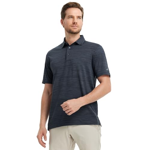 Rouen Polo Shirts for Men Dry Fit Performance Moisture Wicking Casual Jacquard Heather Collared Mens Golf Shirts Short Sleeve2