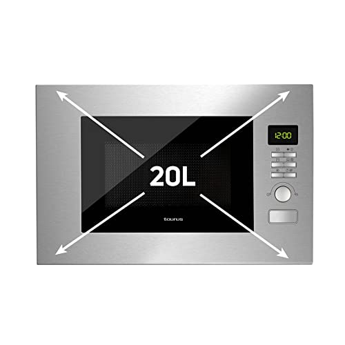 Taurus-Fastwave-Fused-Microondas-digital-integrable-con-Grill-700W-20L-ModoECO-Auto-Clean-Varias-funciones-y-programas-Revestimiento-ShinyClean-SmartHeat-596x389x-318cm-Inox-BlancoPlata