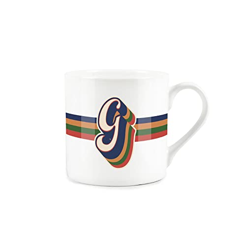 Purely Home Retro Alphabet Letter G Mug - Bone China White Coffee Tea Present Personalised Initial Gift - Image 3
