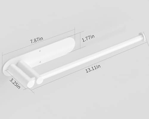 Image of Paper Towel Holder Under Cabinet, 13Inch Self-Adhesive or Wall Paper Towel Holder for Kitchen, Bathroom, RV, White