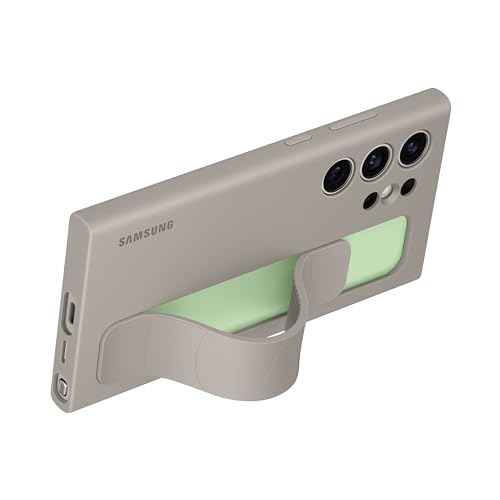 Image of Samsung Galaxy S24 Ultra Standing Grip Phone Case, Protective Silicone Case Cover with Hand Strap, Kickstand, Durable Design, Soft Touch, US Version, EF-GS928CUEGUS, Taupe
