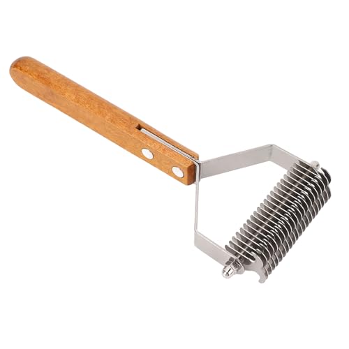 Cuidado Cuidado Rustproofing de Acero Cepillo de Doble Factura Herramienta de Deshedding para Ventas y Disfraces para los Propietarios de Animales Manijas de Madera (L)
