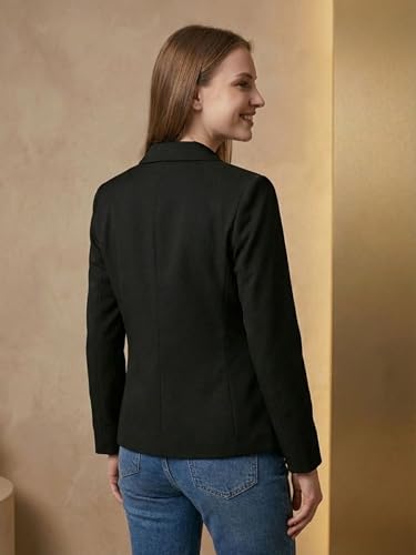 Image of ROCKSY Black Smart Casual Formal Blazer for Women, Regular Fit Stylish Blazer for Women