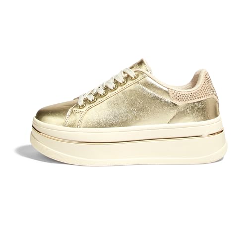 LUCKY STEP Women's Chunky Fashion Sneakers High Platform Rhinestone Butterfly Casual Faux Leather Durable Walking Tennis Shoes