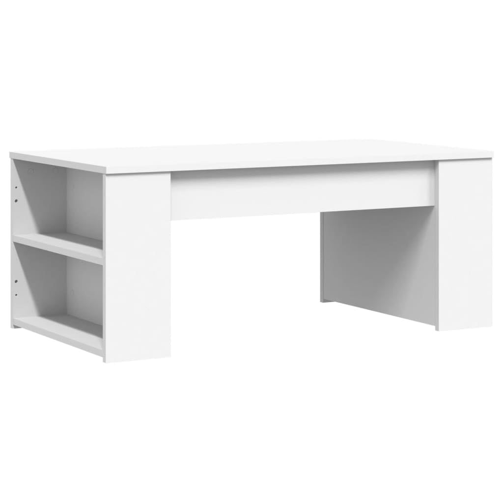 Homgoday Tavolino da caffè bianco 102 x 55 x 42 cm, in legno ingegnerizzato, tavolino da tè per soggiorno, sala d'accoglienza degli ospiti, camera da letto e ufficio, tipo 1