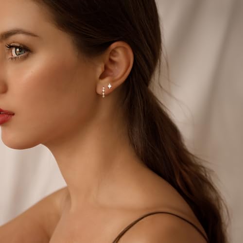 Gold Dainty Earrings Set For Women,14k Earring Stacks Gold Small Stackable Earrings,Cartilage Dangle Jewelry Hoop Earring Sets For Multiple Piercing,Birthday Ideas For Mom Friend Wife3