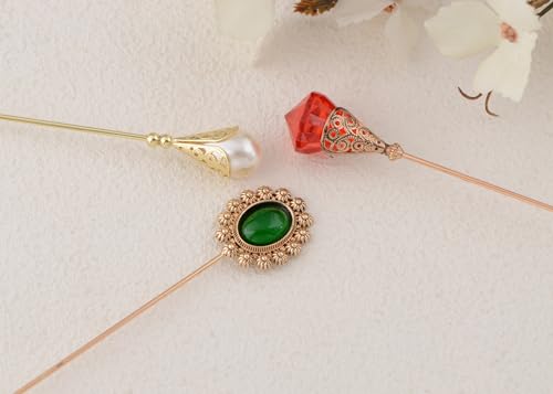 Image of Alilang 3Pcs Vintage Style Hat Lapel Brooch Pins with Flexible Bendable Design for Secure Fit on Hats, Scarves, and Suits