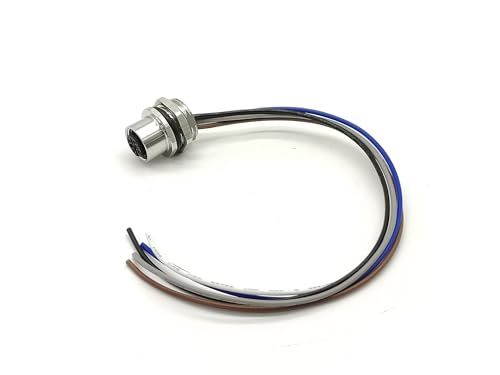M12 5-polige Buchse, rückseitige Montage, ein kodiertes gerades Lötkabel, 0,2 m wasserdichter Stecker