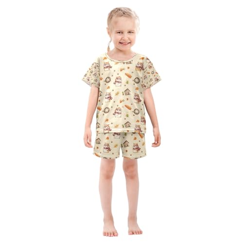 senya Cute Squirrel Carrot Summer Pajamas Set Short Cotton Sleepwear 2 Piece3