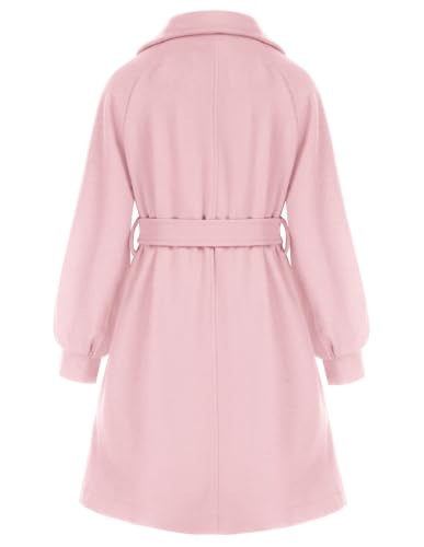 Image of GRACE KARIN Girls Dress Coat Lapel Wool Blend Long Winter Jackets with Pockets Belt 6-16Y
