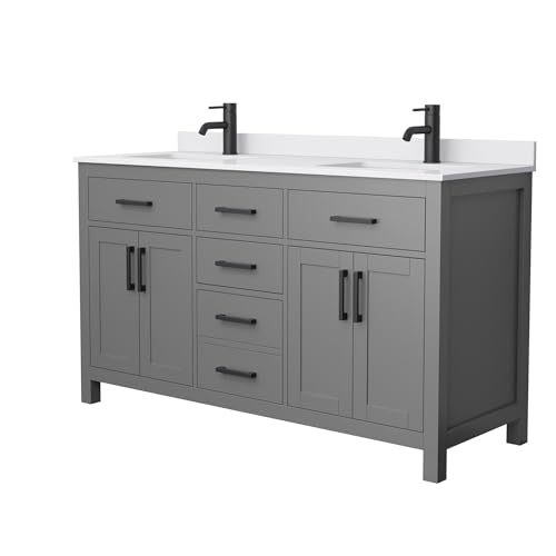 Beckett 60 Inch Double Bathroom Vanity in Dark Gray, White