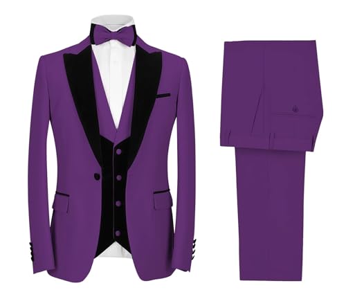 Mens 3 Piece Tuxedo Suit Set Wedding Slim Fit Suit for Men Peak Lapel Jacket Vest Pants Outfit