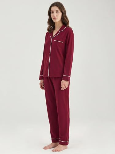 Image of Latuza Women's Petite Size Button Down Pajamas Set Long Sleeve