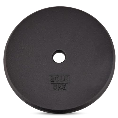 Image of Yes4All Standard Weight Plates, 1-Inch Cast Iron Barbell Weights, Wide Range 5-50 LB, Ideal for Strength Training & Workout Routine, Available in Single, Pair & Set of 4
