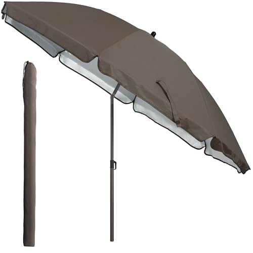 4smile Sonnenschirm Strand SunnyJoy, Taupe - UPF 50+ Strandschirm Ø 180 cm, sicherer Sonnenschutz Strand, Strandschirm windfest stabil - Sonnenschirm mit Schutzhülle 1
