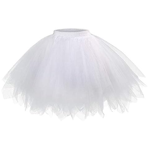 YEBIRAL Tutu Skirts for Women Mesh Tulle Skirt Princess Elastic Adult Short Dancing Skirt White Cover