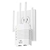 Extensor WiFi de doble banda: amplificador de alcance WiFi de 1200 Mbps, soporte de 105 dispositivos, fácil configuración, amplificador WiFi con 4 antenas direccionales (cobertura de 12880 pies