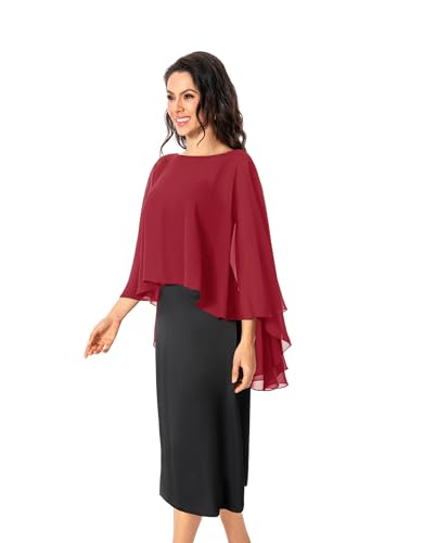 Image of Baoqiya Chiffon Capes Sheer Capelets Long Cape Poncho For Women Plus Size
