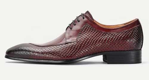 Santimon Men’s Luxury Leather Oxfords Formal Dress Shoes – Fashion Stylish Snakeskin Pattern Derby Shoes for Business, Weddings3