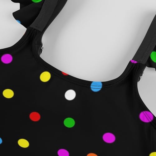 Image of Girls One Piece Swimsuit Polka Dots Ruffles Swimwear Bathing Suits 3-12 Years