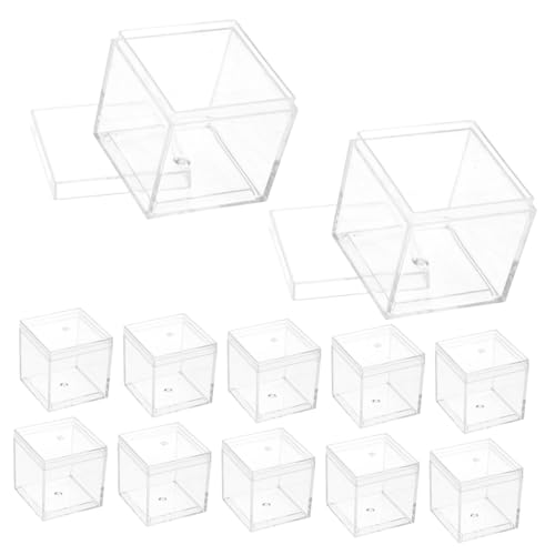 PRETYZOOM 12pcs Mineral Specimen Showcase Boxes 3.3cm Square Plastic Space-saving Stacking Design Organizer