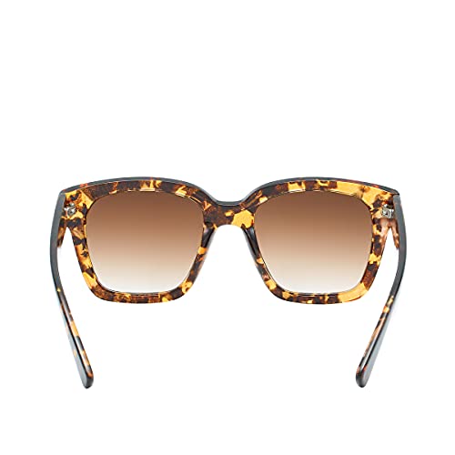 Piranha Glamour Square Women's Sunglasses with Demi Retro Frame and Brown Gradient Lens3