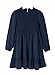 blibean Girl Fall Long Sleeve Dress Kid Fashion Boho Ruffle Neck Smocked Dresses Semi Formal Party Swing Dresses Solid Casual Trendy Dressy Clothes Navy Blue Size 6-7 Six Seven Year Old