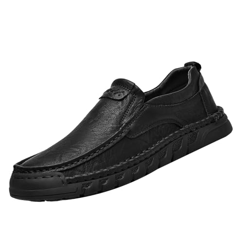 Läderskor herr läder stor storlek utomhusskor för män vardagliga läderskor vandringsskor herr storlek 15 finskor, Svart, 41 EU