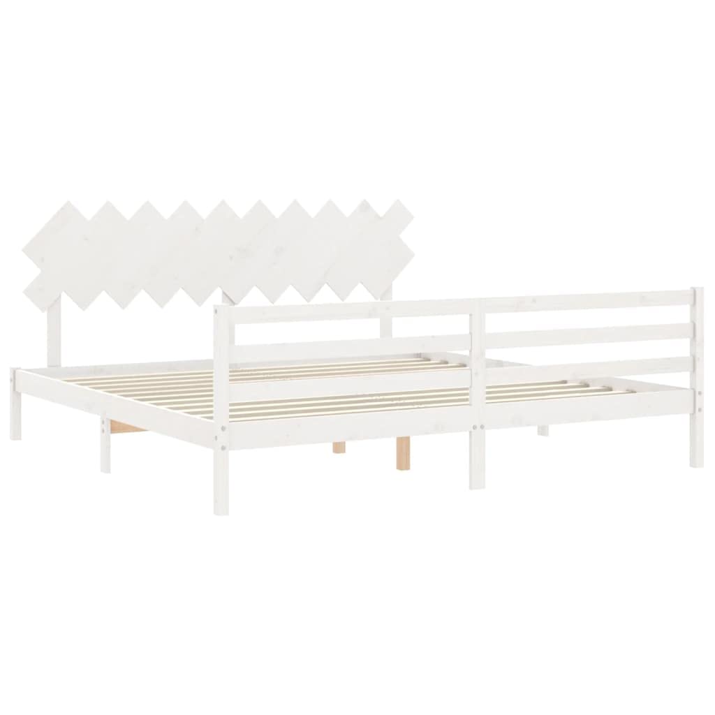 Rantry Bettgestell mit Kopfteil, Massivholz, Weiß, 200 x 200 cm, Lattenrost für Erwachsene, Kinder und Jugendliche, einfache Montage, Typ 4 Betten und Lattenroste