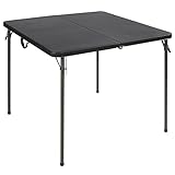 REDCAMP 34' Square Folding Card Table with Resin Top, Portable Fold in Half Small Card Tables with Collapsible Legs for Adults Indoor Outdoor Use, Black