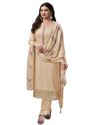 Costume de travail indien en soie jacquard brodé main vêtement ethnique chic