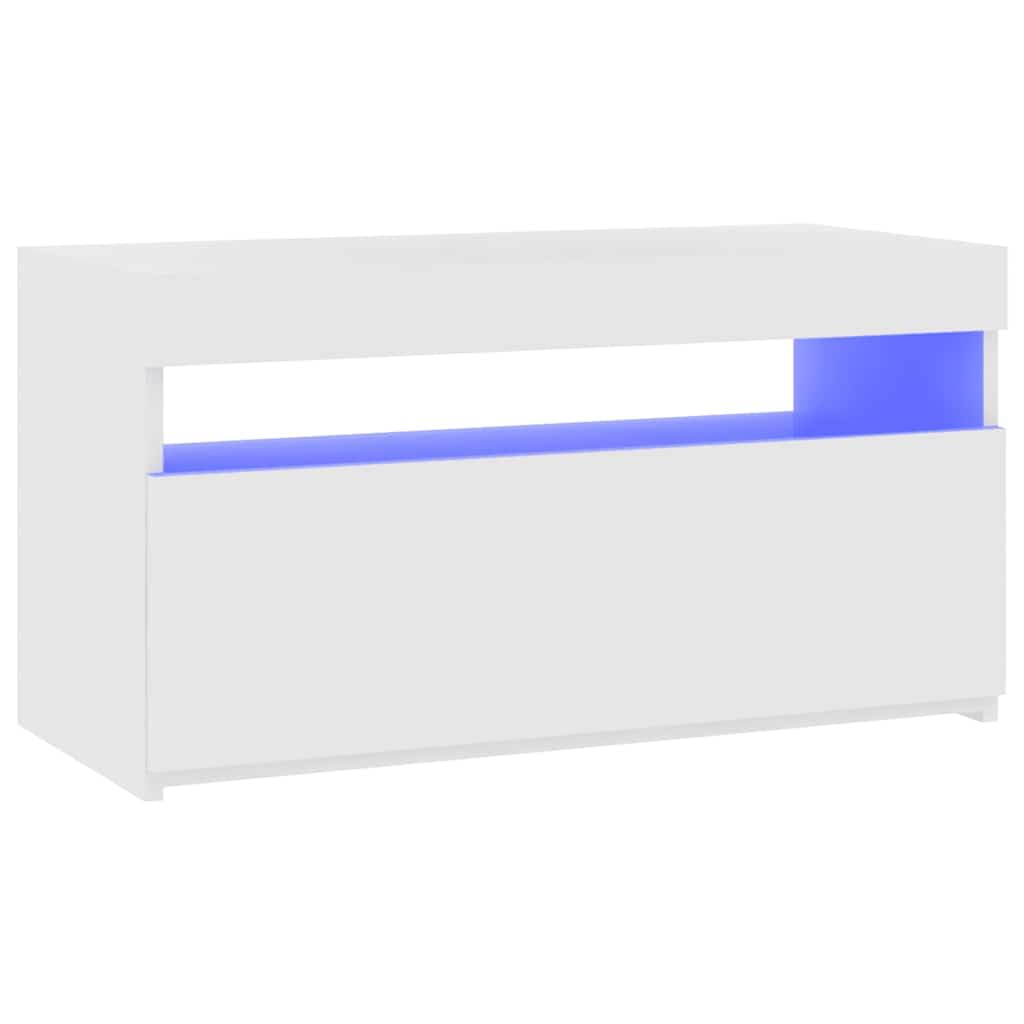 vidaXL Meuble TV avec lumières LED Blanc Brillant 75x35x40 cm