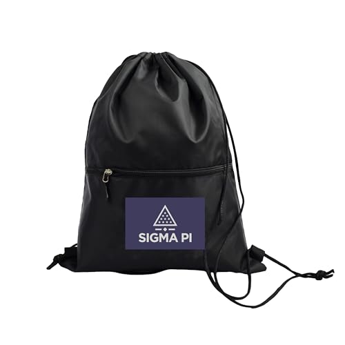 Sorority Shop Sigma Pi Fraternity Black Drawstring Backpack, Sports Bag, Travel Carryall