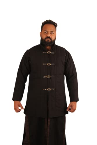 The Medieval Shop Thick Padded Gambeson Coat Aketon Jacket Armor, Black - Small #TOP6