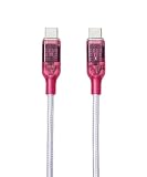 [re:colors]【USB-C(Type C) to USB-C(Type C) USB2.0 ケーブル スケルトン (ラズベリー)】高速充電 PD対応100W/5A 高速データ転送 断線防止 1m 武蔵野レーベル