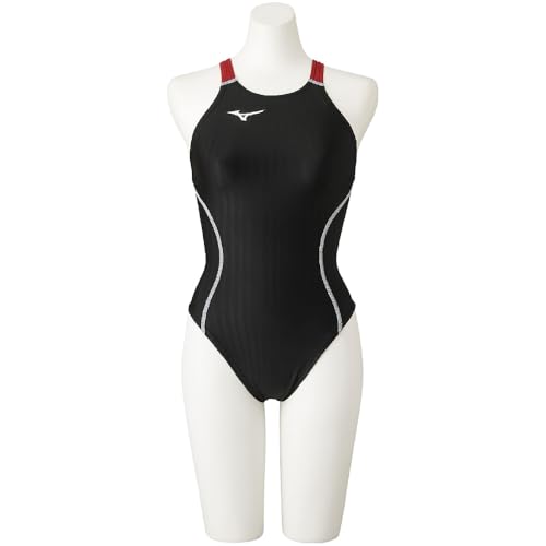 MIZUNO(ミズノ) スイム 水泳 競泳 チャレンジスイマー レディース STREAM ACE ストリームエース ミディアムカット(レースオープンバック) N2MA1224 96:ブラック×レッド サイズ:L FINA(国際水泳連盟)承認済みのサムネイル
