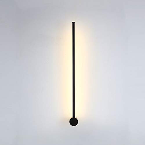 Temgin Applique Murale Interieur 60cm Rotative presqu'à 360° LED Lampe Murale Ultra Mince Blanc Chaud Moderne Luminaire Mural Noir pour Chambre Salon Escalier Couloir 7W 3000K