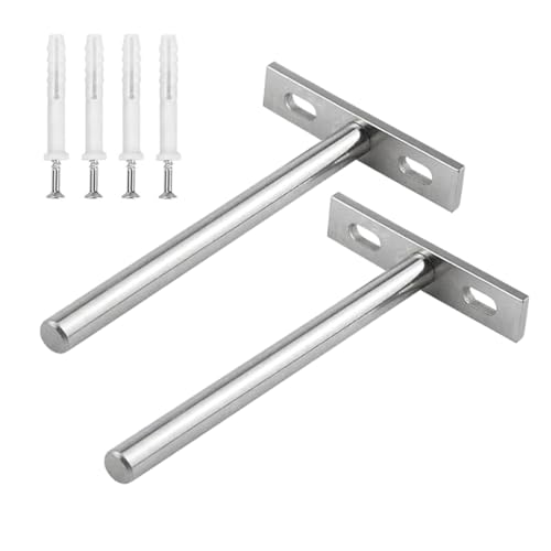 LUDHEP 2 Piezas Soporte para Estante Flotante, Soporte Baldas Pared con Tornillos, Estantes Ocultos, Soporte Oculto Invisible para Estantes de Madera, para Estanterías y Decoraciones de Pared