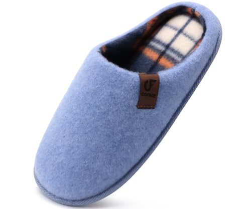 Image of COFACE Unisex Mens Womens Cozy Memory Foam Scuff Slippers Casual Slip On Warm House Shoes Indoor /Outdoor Felt Sandal Slippers Size 4-15
