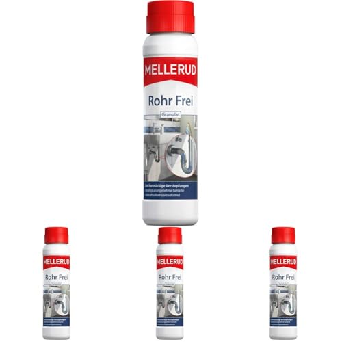 MELLERUD Rohr Frei Granulat | 1 x 0,6 kg | Leistungsstarker Abflussreiniger gegen Verstopfungen und Gerüche mit Haarlöseformel (Packung mit 4) MELLERUD Rohr Frei Granulat | 1 x 0,6 kg | Leistungsstarker Abflussreiniger gegen Verstopfungen und Gerüche mit Haarlöseformel (Packung mit 4)