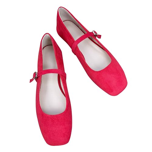 Dear Time Women's Square Toe Ballets Comfortable Dress Flats Casual Office Mary Jane Flats Shoes