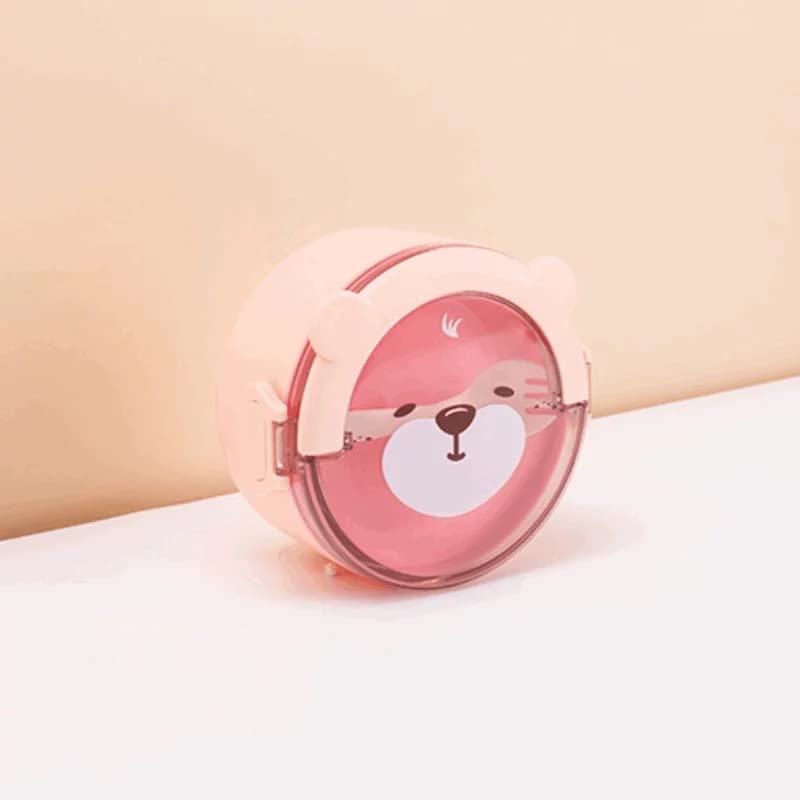 BPA Free Cute Animal Cartoon 800 ML Plastic Lunch Tiffin Box for Kids with Handle and One Cutlery
