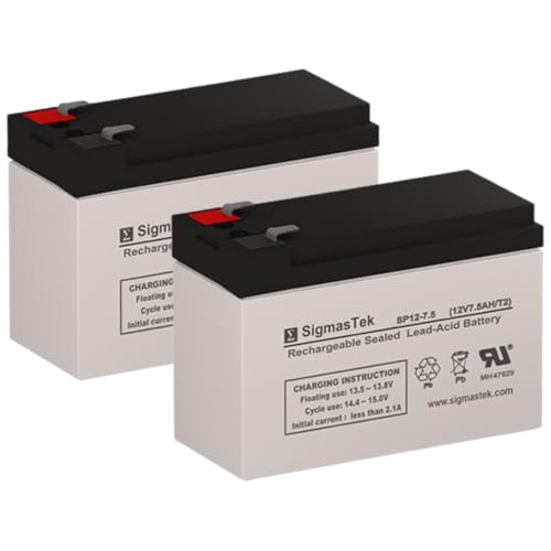 SigmasTek SP12-7.5 (T2) Battery Pack Compatible with APC APC Back-UPS Pro NS 1080VA UPS Replacement Batteries - Set of 2, 12V 7.5Ah
