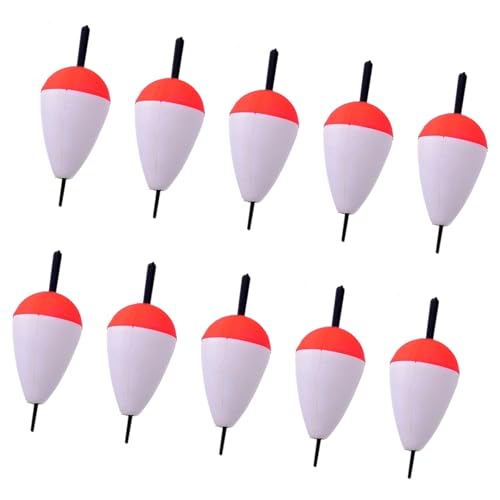 DOUDINGMAO 10 boyas flotantes de espuma roja y blanca para pesca en el mar, boyas flotantes de espuma dura, aparejos de pesca duraderos