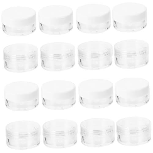 NUOBESTY 24個 化粧品装瓶 丸型クリーム容器 トラベル用詰め替えジャー 透明 白蓋付き 顔用ローション 保湿クリーム収納 小けケース