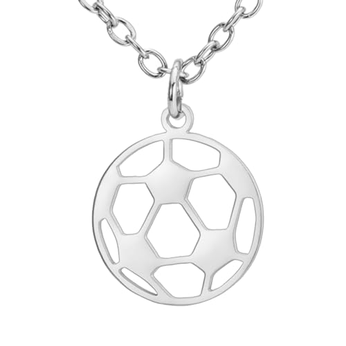 TEAMER collar de fútbol de acero inoxidable balón de fútbol colgante único Deportes Joyería para Adolescentes Niños Hombres Mujeres Deportistas Fútbol Amante (Collar Fútbol Pequeño - Plata)