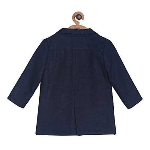 Image of miniklub Baby Front Open Long Sleeve Woven Cotton Long Coat (Navy Color)
