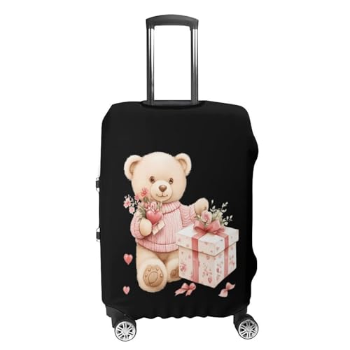 Teddy Bear Valentines Gifts Travel Luggage Cover for Suitcase 19-32 Inches Elastic Washable Baggage Protector4